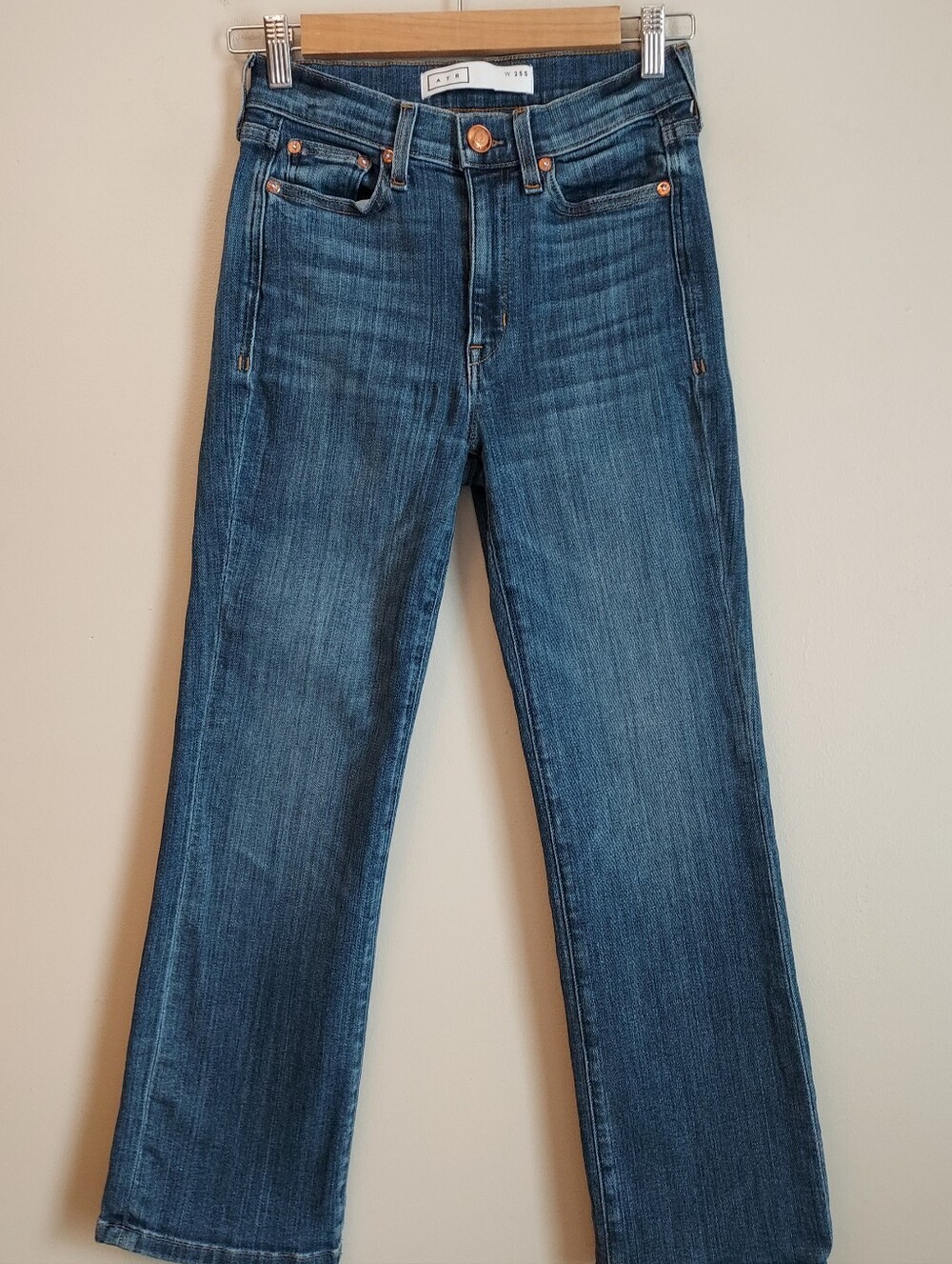 AYR The Pop Straight Denim Jeans Size 25 Short 25S Stretch Ankle Length - Picture 2 of 15